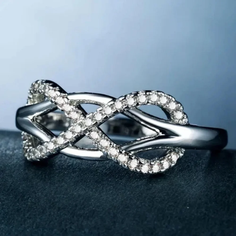New Infinity 14K White Gold & Diamond Ring - Picture 2 of 5